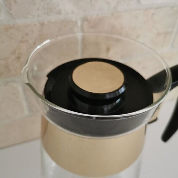 Vintage Corning MCM Coffee Carafe 6-Cup, Black Gold Scroll Pattern Kitchen Decor - Picture 3 of 10